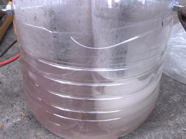 Pink fluid in oxygen side of the hydrogen generator electrolyzer.