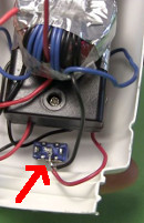 ... then that red wire and the remaining black coil's wire are soldered to one leg of the switch.