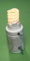 The CFL and joule thief in the plastic bottle.