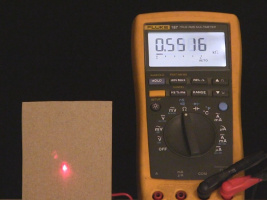 A sample of the photoresistor's/photocell's resistance reading
      on the meter.