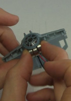 Checking that the batteries would fit just above the laser in the TIE Fighter.