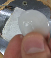Ice made by the thermoelectric cooller/Peltier module.