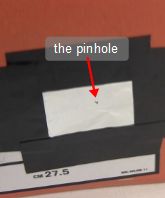The resulting pinhole for the pinhole camera.