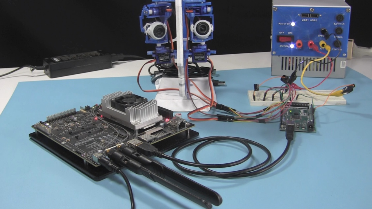 An NVIDIA Jetson TX1 connected to an Arduino Mega 2560 using a serial USB cable.