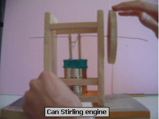 Video of a can Stirling engine.