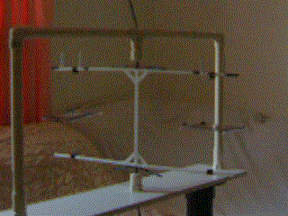 Animated gif made from movie of Poynting flow thruster with 
      bare wire on test rig.