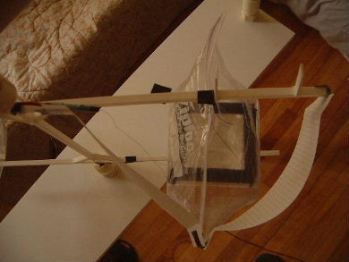 Poynting flow thruster test with paper strips redirecting
      ionized airflow from bare wires.