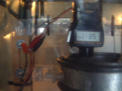 Phototachometer showing 5813 RPM for the non-conventional
      propulsion experiment involving a charged rotating cylinder.