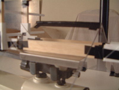 Close-up of the test rig sitting on the pan of the scale.